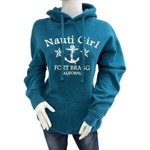 A.M.S Nauti Girl Fort Bragg California Teal Blue Pullover Hoodie Medium Beach